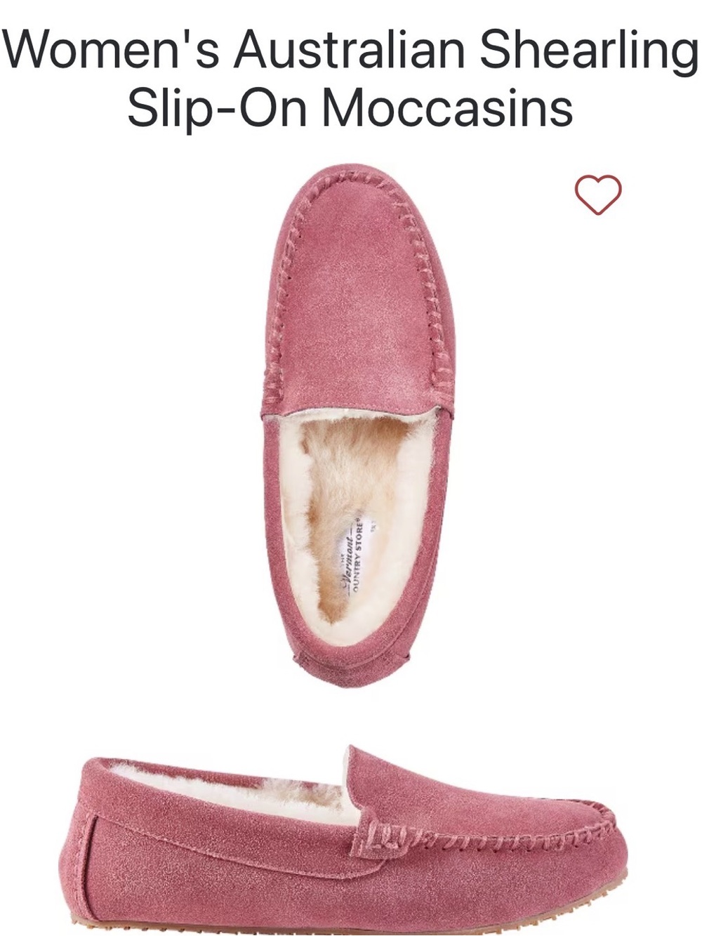 The Vermont Country Store Blue Shearling Women's Moccasin Slippers Size 9